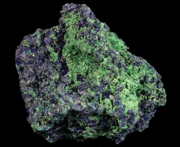 Sparkling Azurite Crystal Cluster with Malachite - Laos #69699